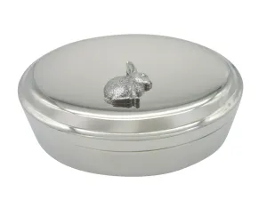 Textured Round Hare Rabbit Pendant Oval Trinket Jewelry Box