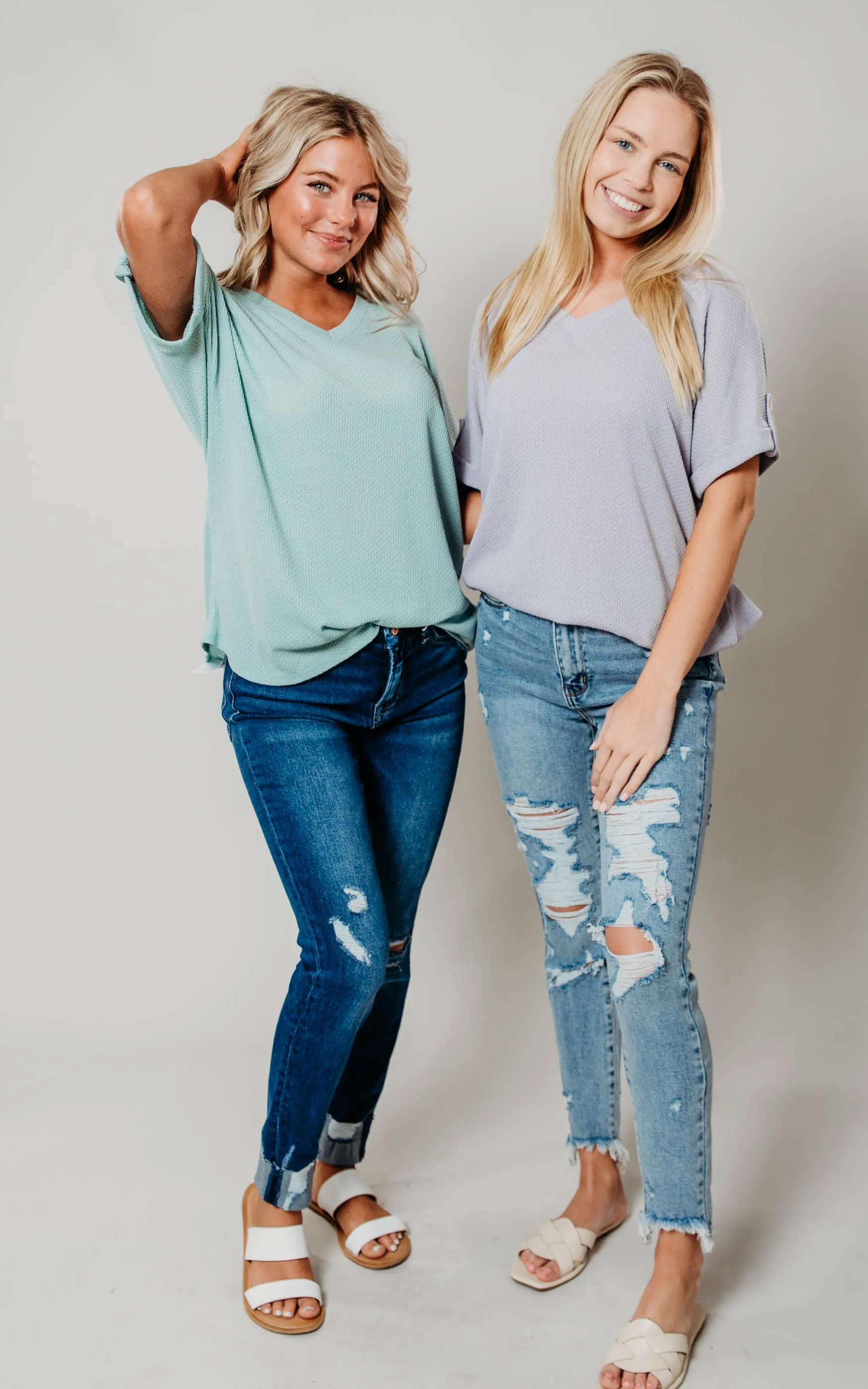 Textured V-Neck Top - Final Sale