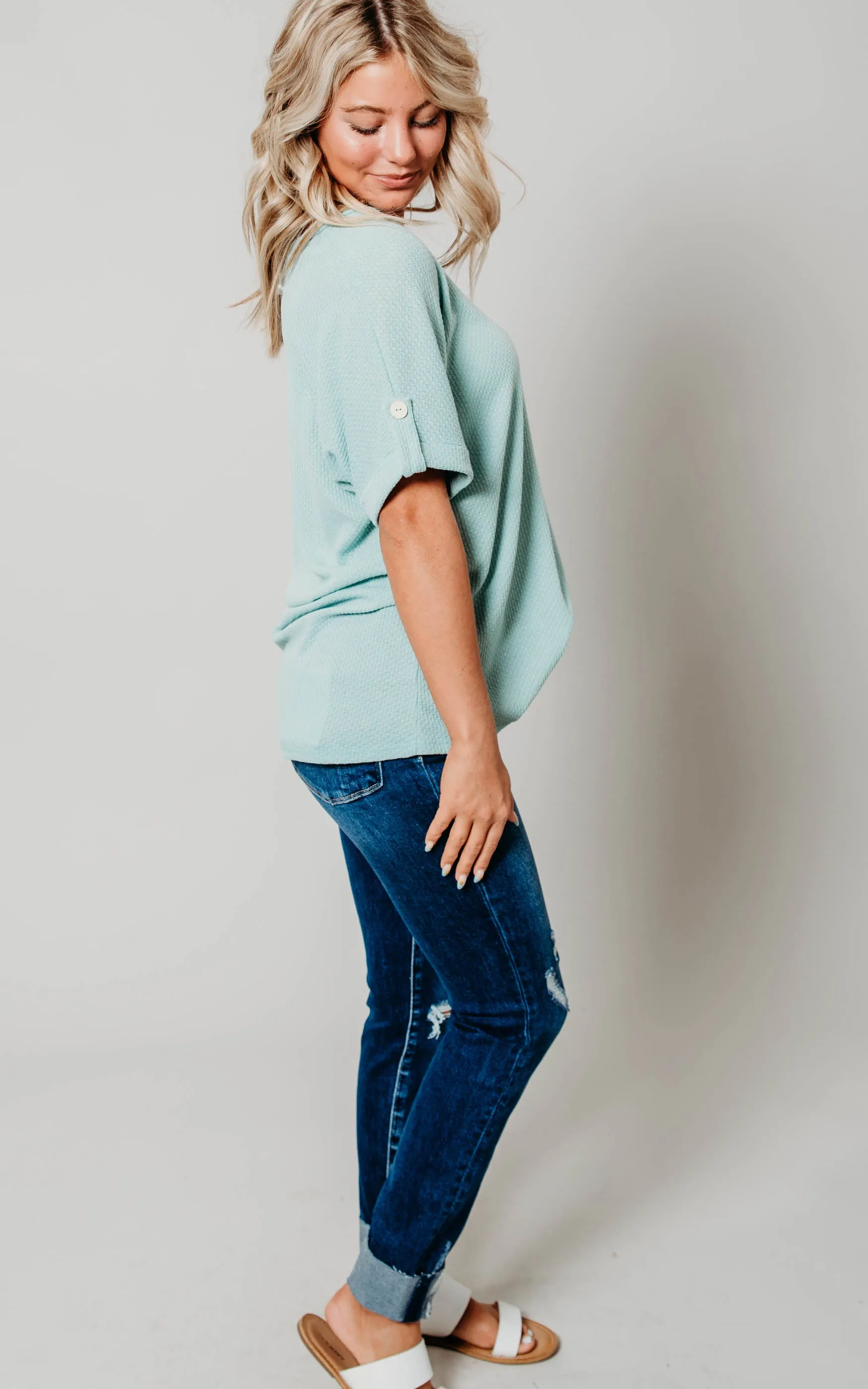 Textured V-Neck Top - Final Sale
