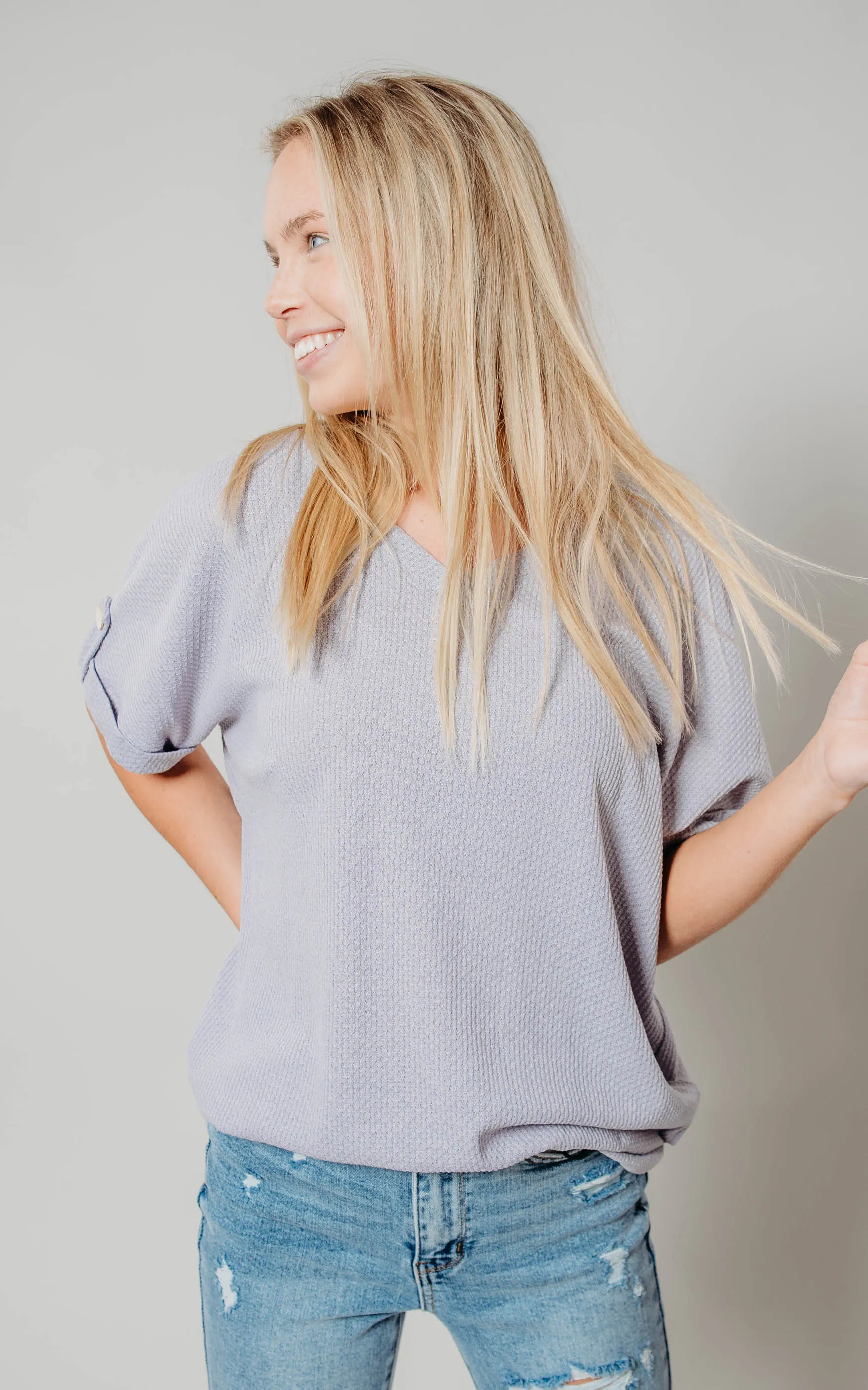Textured V-Neck Top - Final Sale