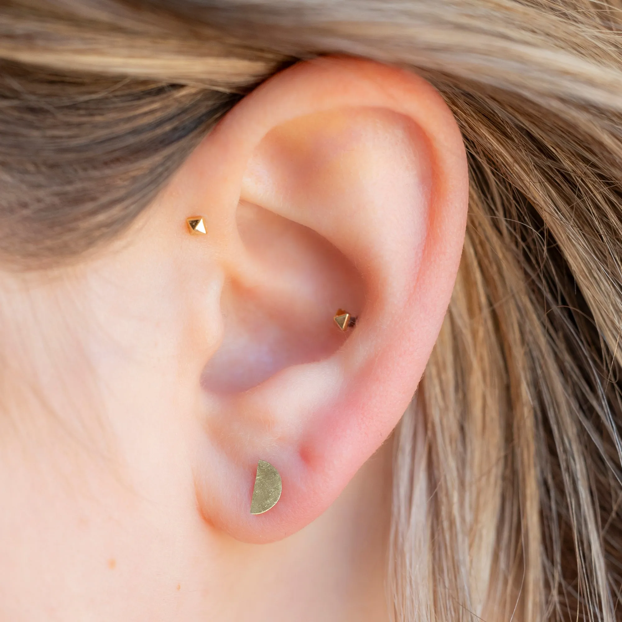The Gold Half Moon Stud Earrings | 14K Yellow Gold