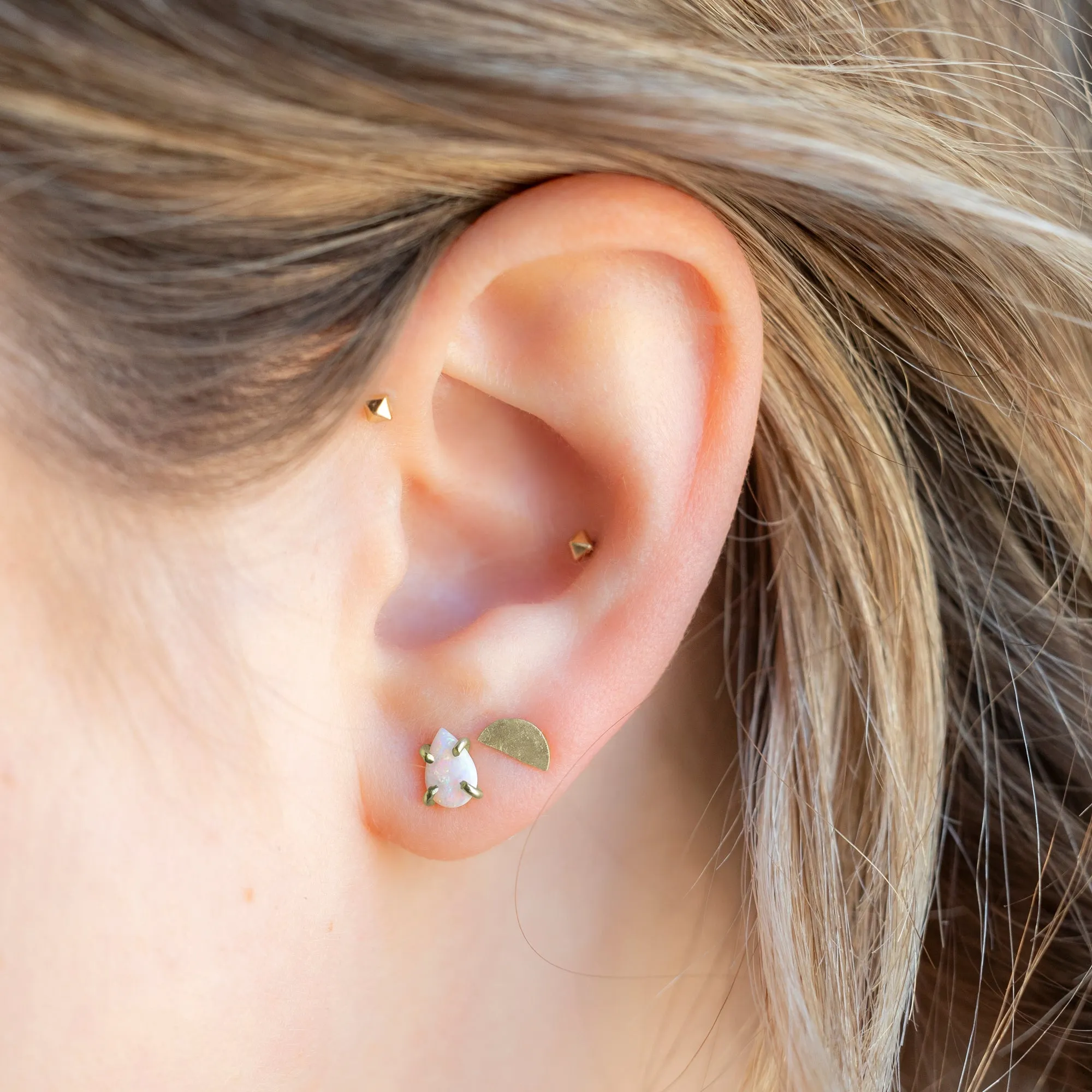 The Gold Half Moon Stud Earrings | 14K Yellow Gold