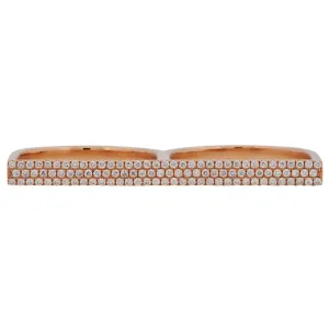 Three-row Diamond Bar Two Finger Ring