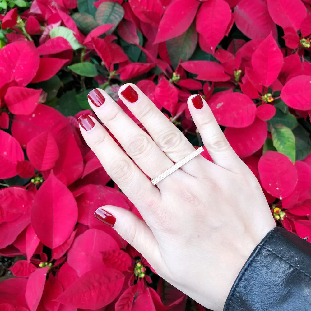 Three-row Diamond Bar Two Finger Ring