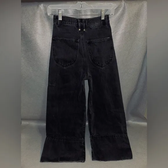 Thrills Jeans Wide Leg High Rise Slim Waist Black Canyon Size 24 Cotton DenimEUC