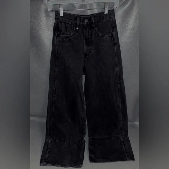 Thrills Jeans Wide Leg High Rise Slim Waist Black Canyon Size 24 Cotton DenimEUC