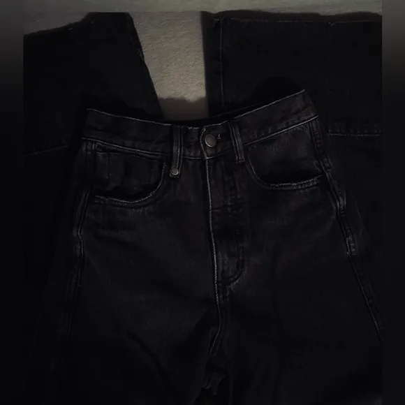 Thrills Jeans Wide Leg High Rise Slim Waist Black Canyon Size 24 Cotton DenimEUC