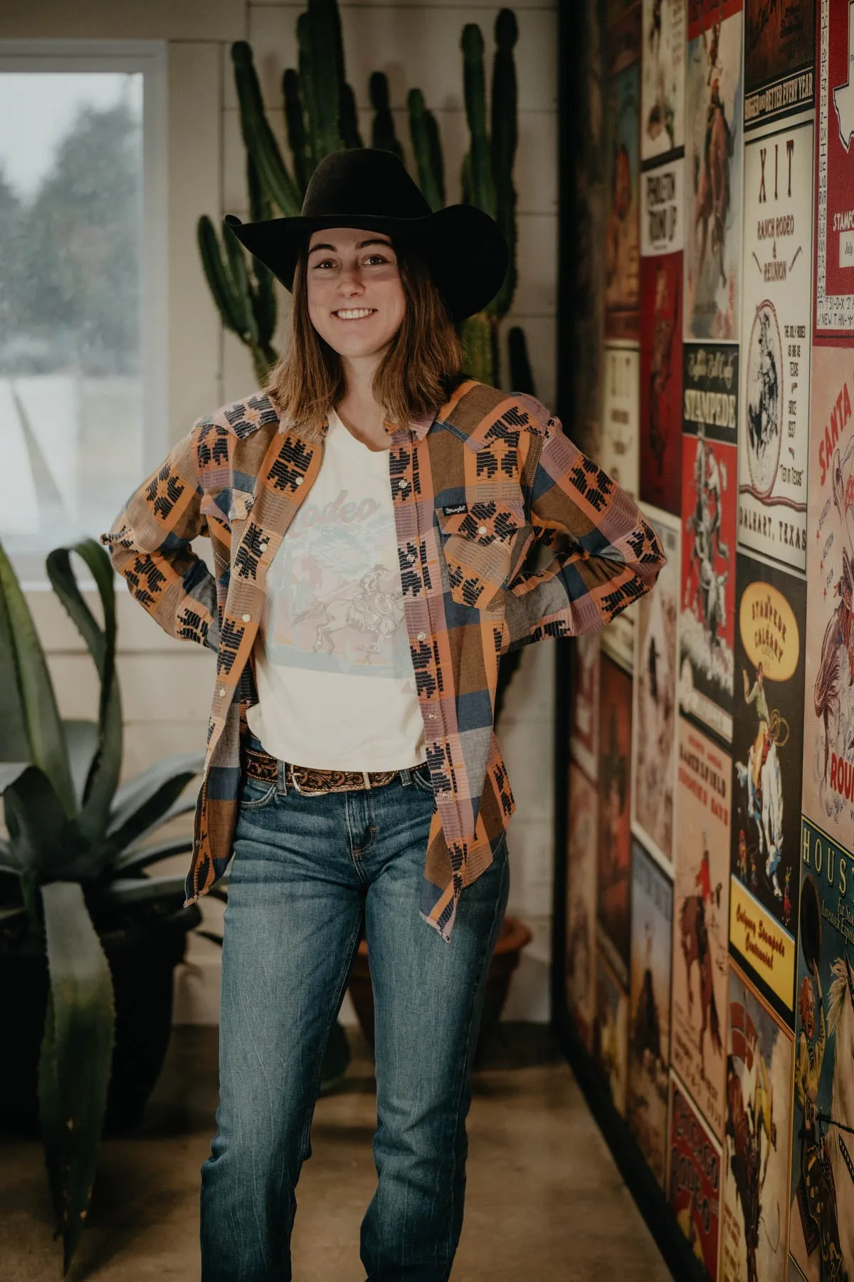 'Tibby' Women's Wrangler Pearl Snap Plaid (XS Only)