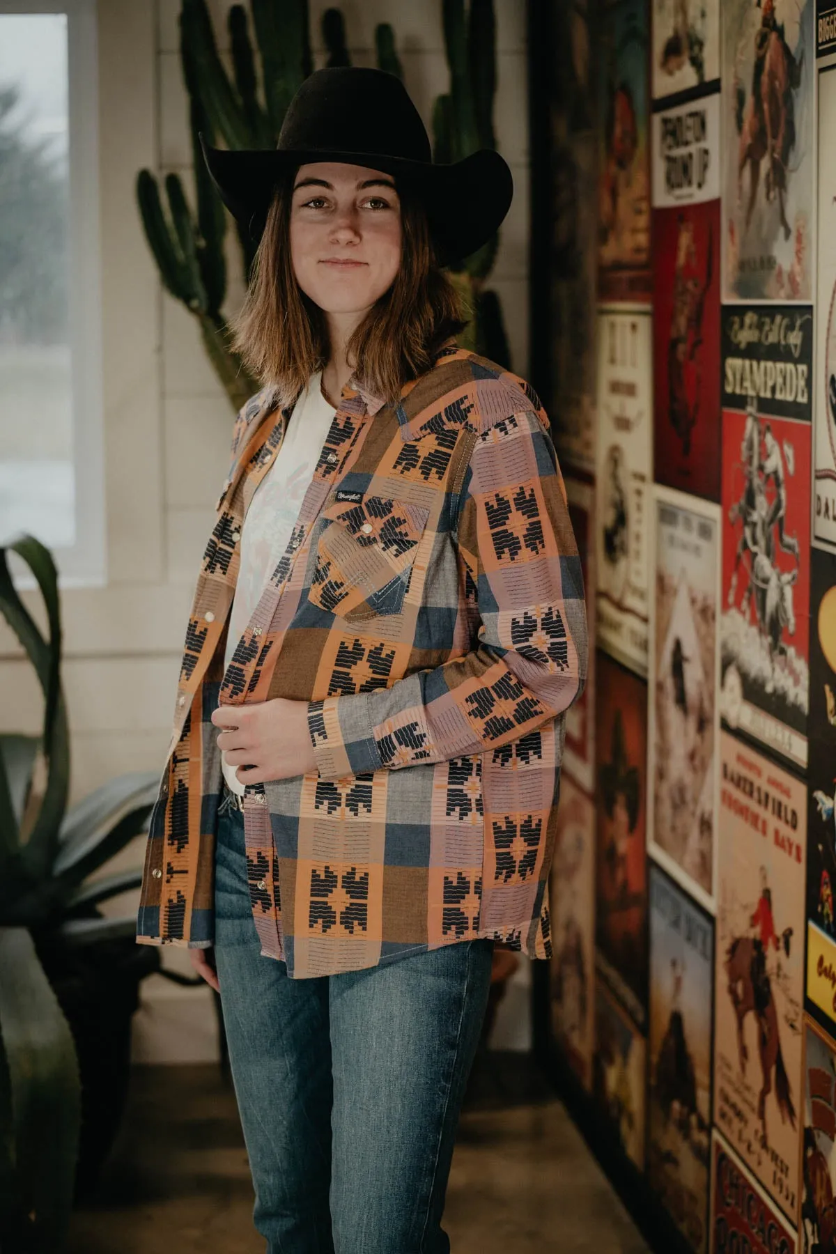 'Tibby' Women's Wrangler Pearl Snap Plaid (XS Only)