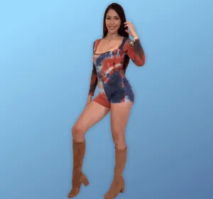 Tie Dye Bodysuit & Shorts Set