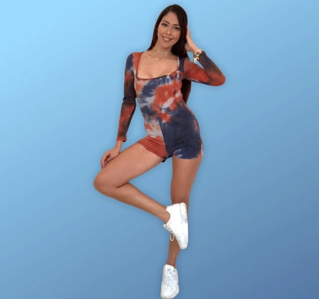 Tie Dye Bodysuit & Shorts Set