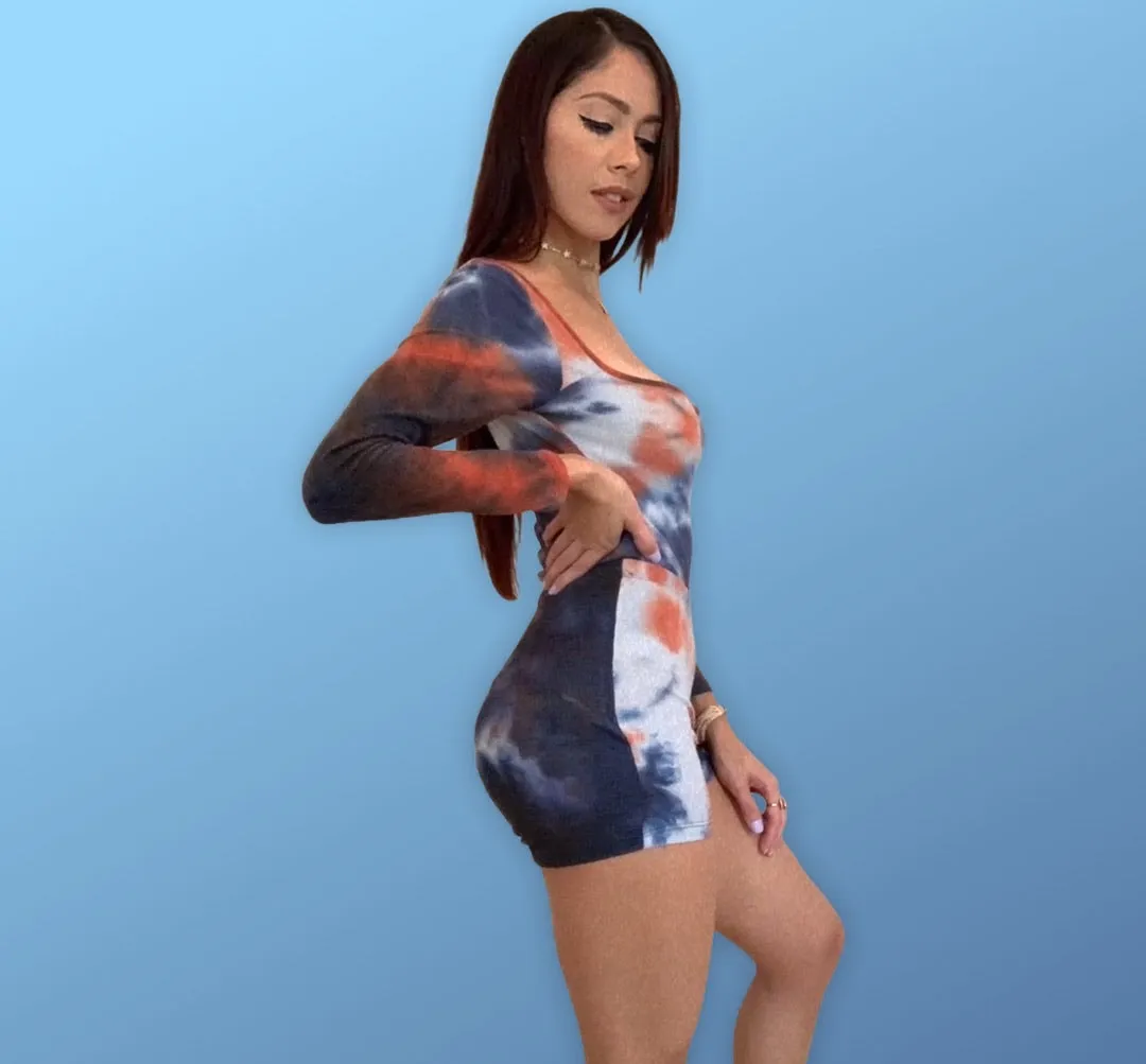 Tie Dye Bodysuit & Shorts Set