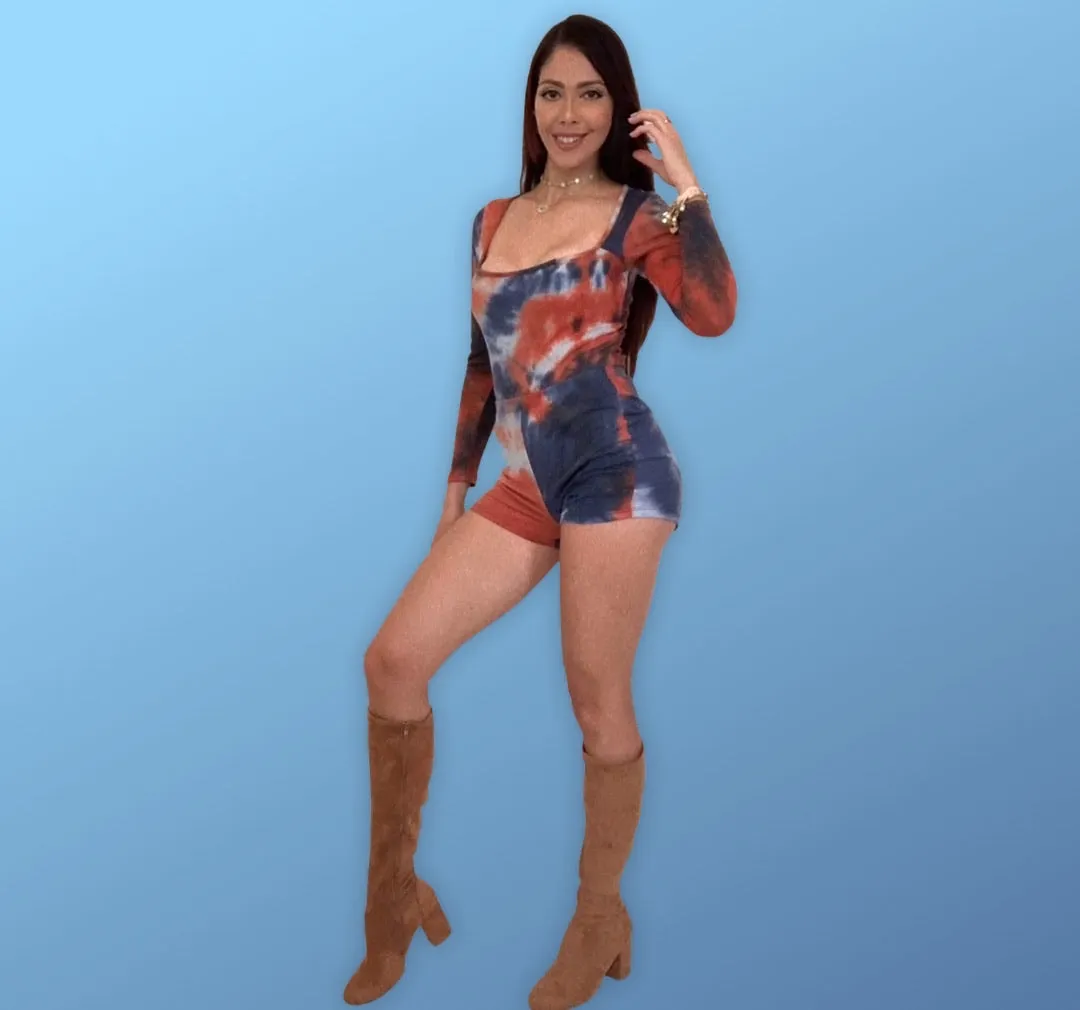 Tie Dye Bodysuit & Shorts Set