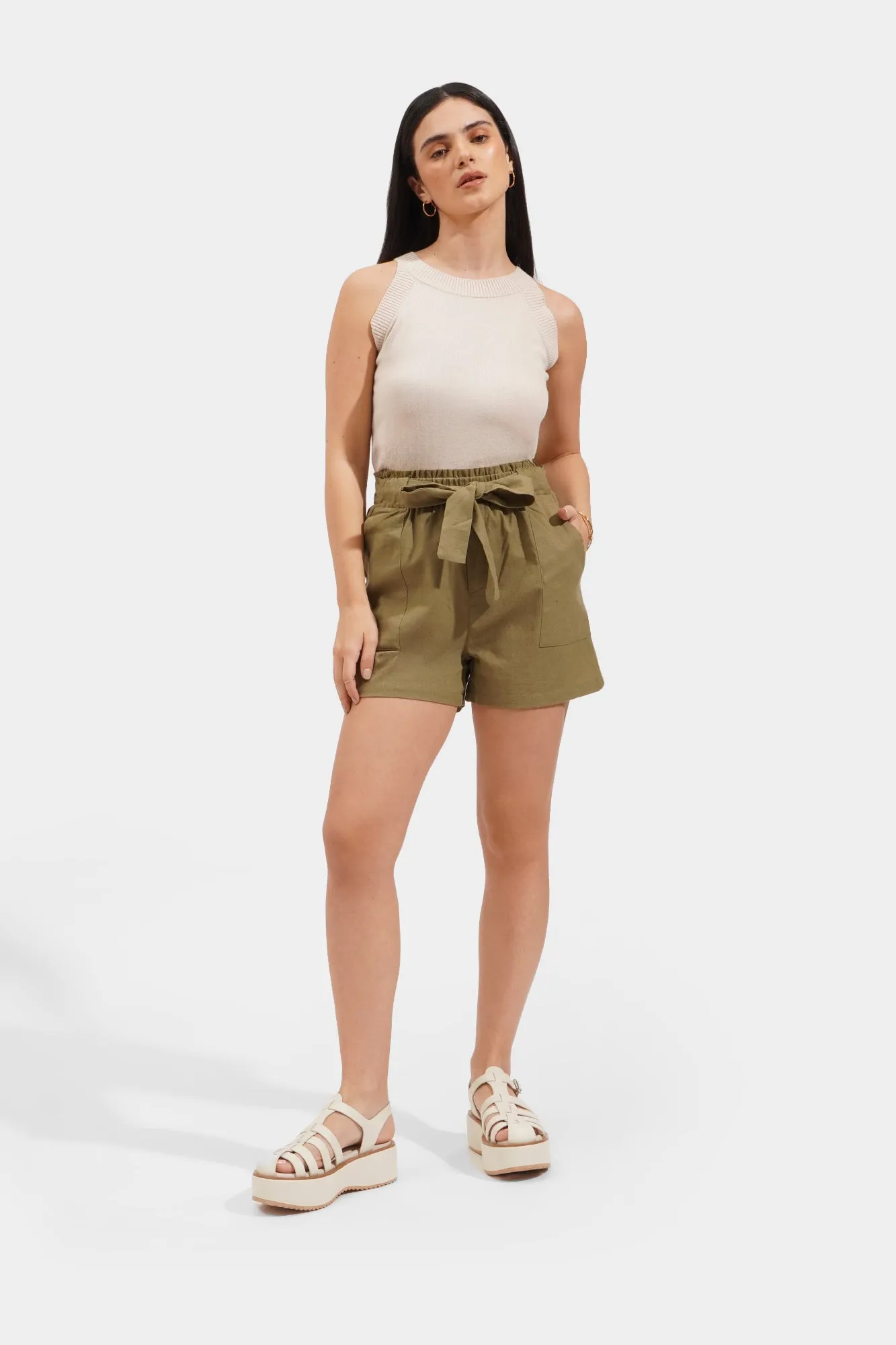 Tie Waist PaperBag Cozy Shorts