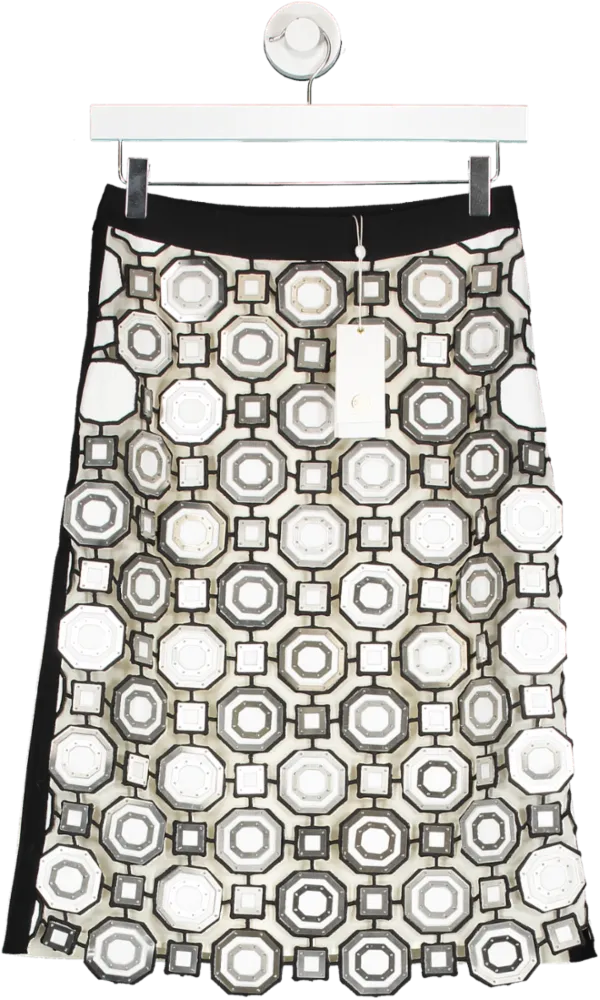 Tory Burch Cream The Gloria Skirt With Metal Embellishment UK 4