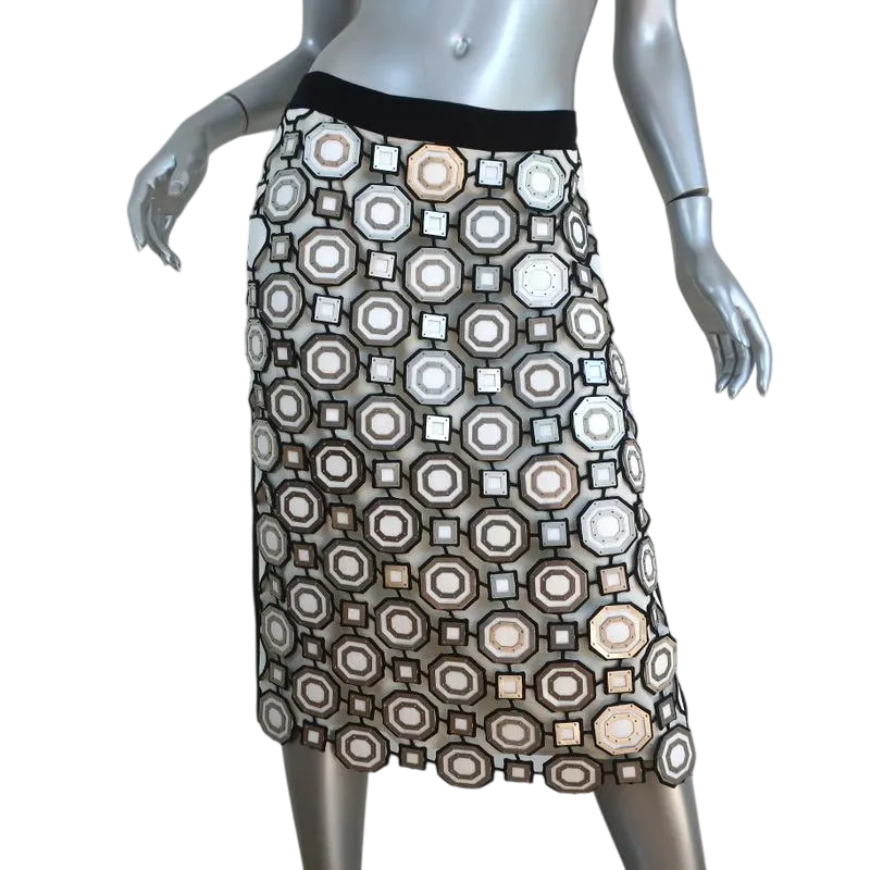 Tory Burch Cream The Gloria Skirt With Metal Embellishment UK 4