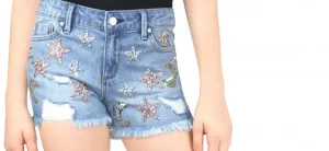 Tractr Girls Star and Moon Light Denim Shorts (4-14)