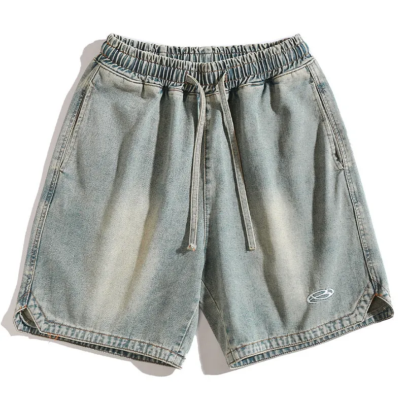 Triangle Split Design Denim Shorts