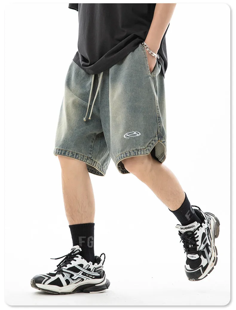 Triangle Split Design Denim Shorts