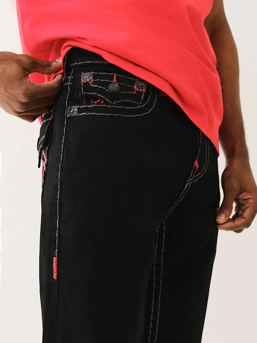 True Religion Men Black Straight Fit Solid Jeans