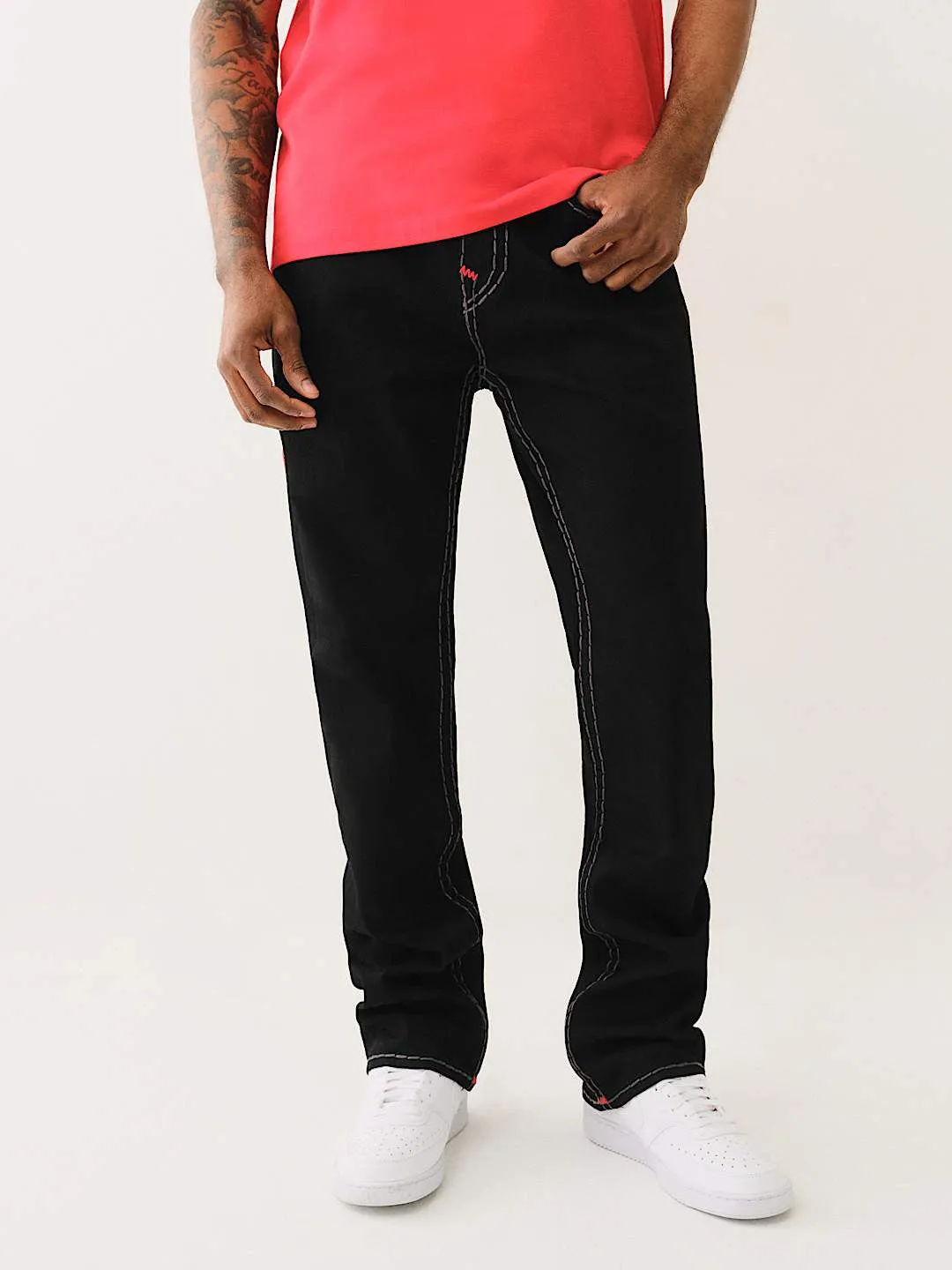 True Religion Men Black Straight Fit Solid Jeans
