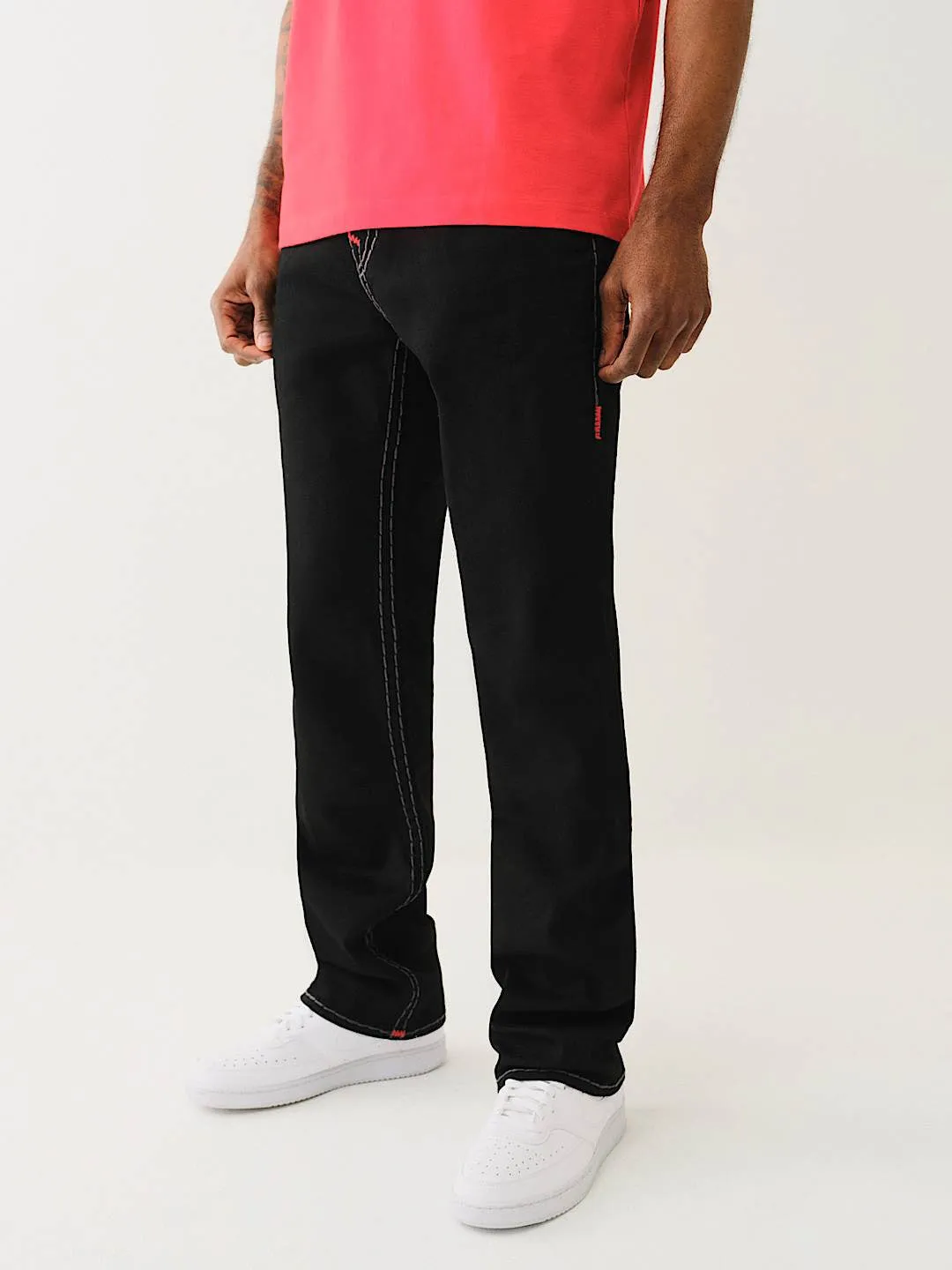 True Religion Men Black Straight Fit Solid Jeans