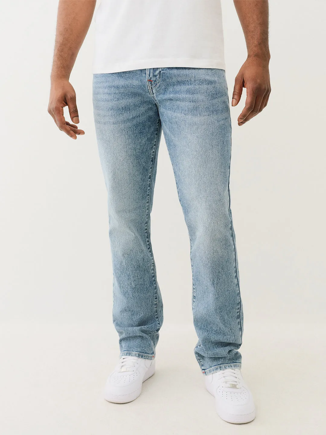 True Religion Men Blue Straight Fit Washed Jeans