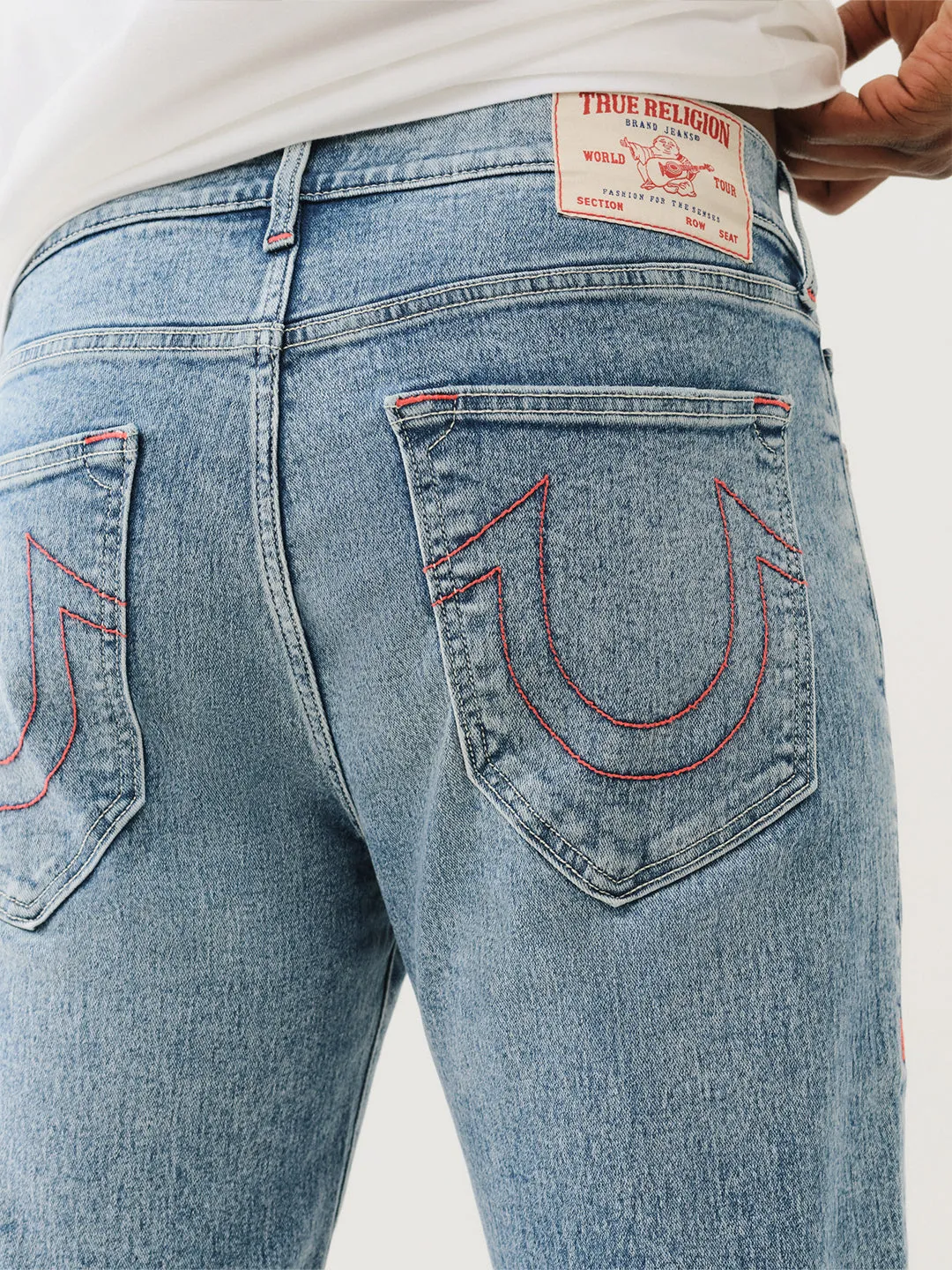 True Religion Men Blue Straight Fit Washed Jeans