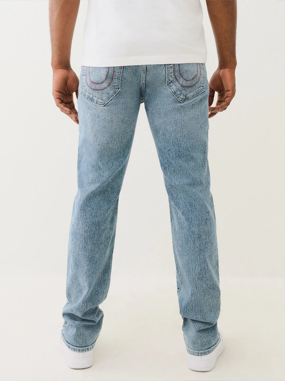 True Religion Men Blue Straight Fit Washed Jeans