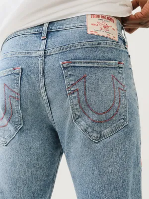 True Religion Men Blue Straight Fit Washed Jeans