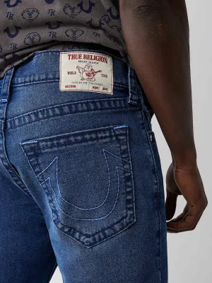 True Religion Men Blue Straight Fit Washed Jeans