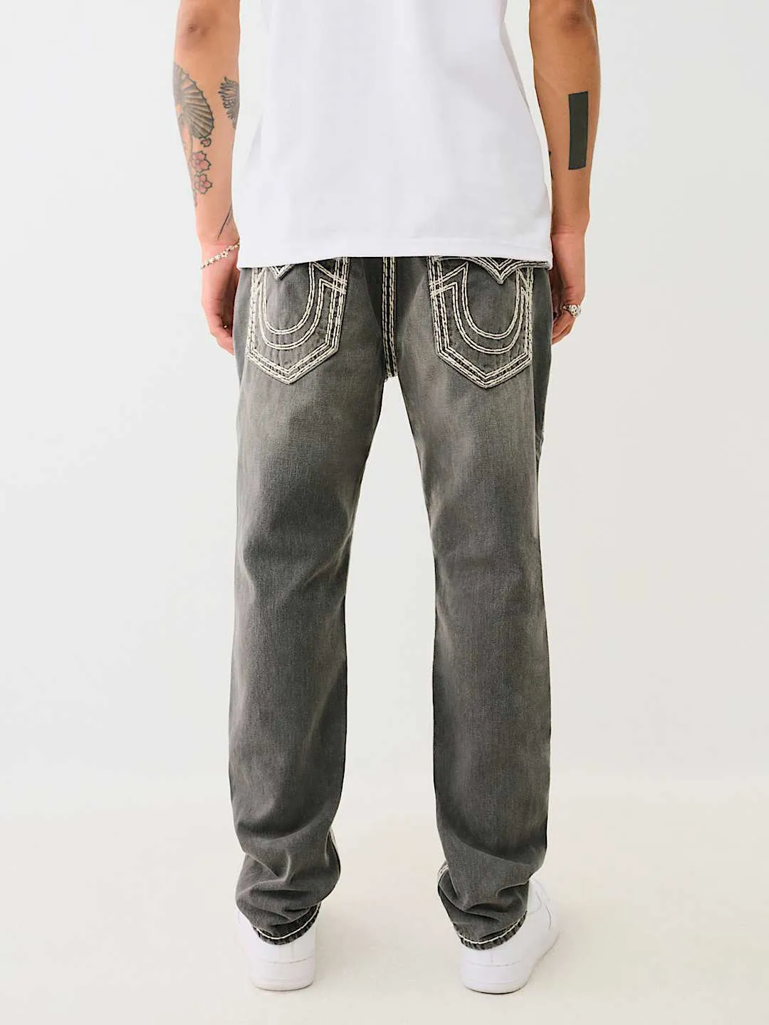 True Religion Super Qt Rocco Slim Fit Grey Mid Rise Washed Jeans