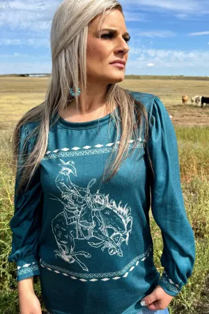 Turquoise Western Top