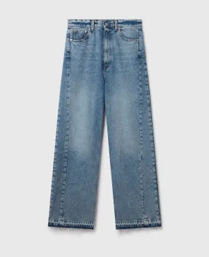 Two Tone Slouchy Straight Leg Jean