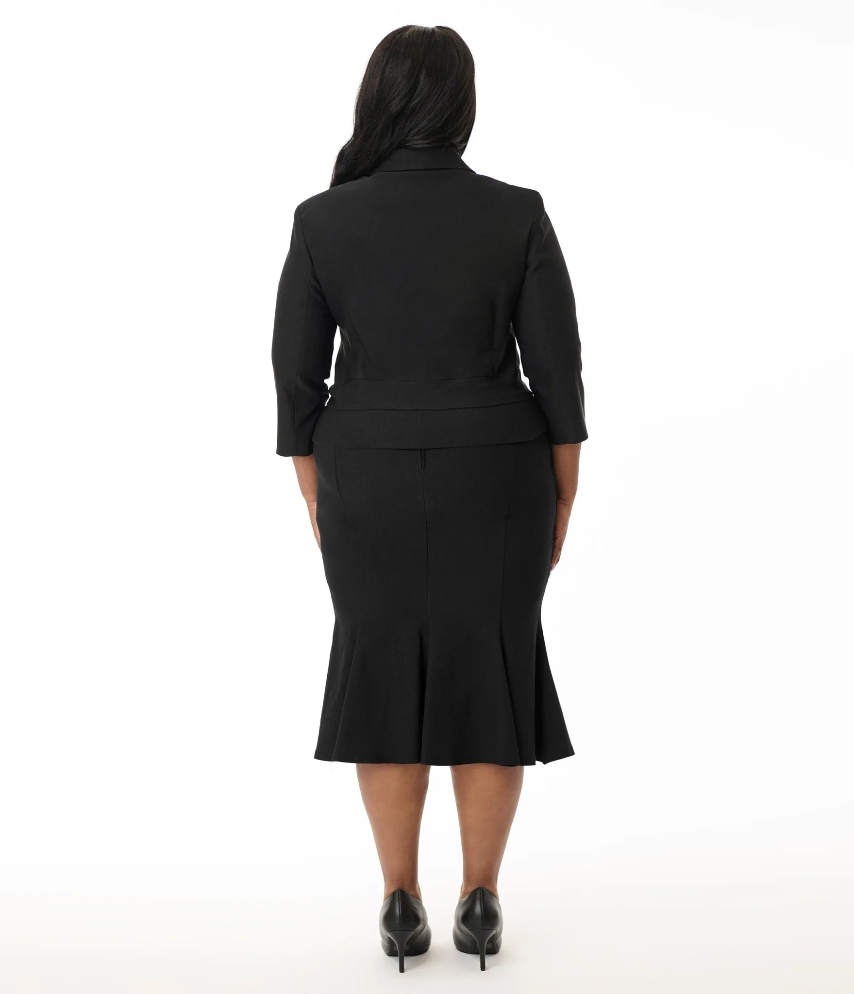 Unique Vintage Plus Size 1940s Black Trumpet Skirt