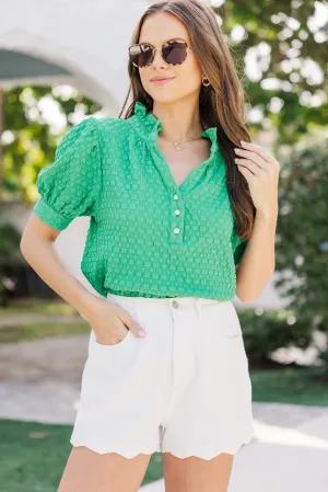 Up To You Green Textured Blouse