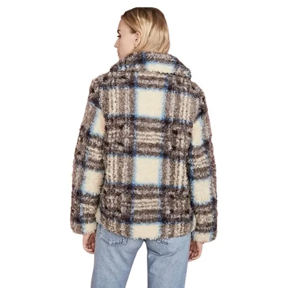 VELVET BY GRAHAM &amp; SPENCER ERICA PLAIDFAUX SHERPA JACKET $346