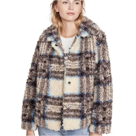 VELVET BY GRAHAM &amp; SPENCER ERICA PLAIDFAUX SHERPA JACKET $346