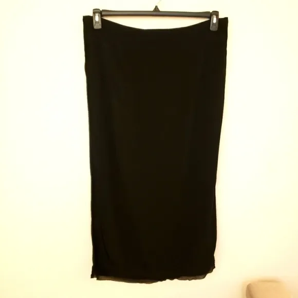 Venezia Jeans Black Vintage Gauze Textured Maxi Skirt with Pockets Sz 18/20 EUC