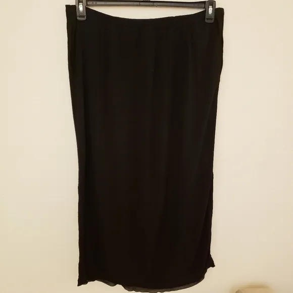 Venezia Jeans Black Vintage Gauze Textured Maxi Skirt with Pockets Sz 18/20 EUC