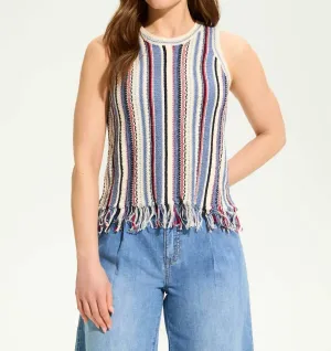Vertical Stripe Cami Sweater In Independance Stripe