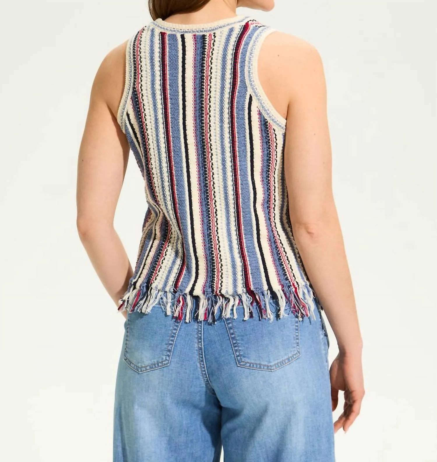 Vertical Stripe Cami Sweater In Independance Stripe