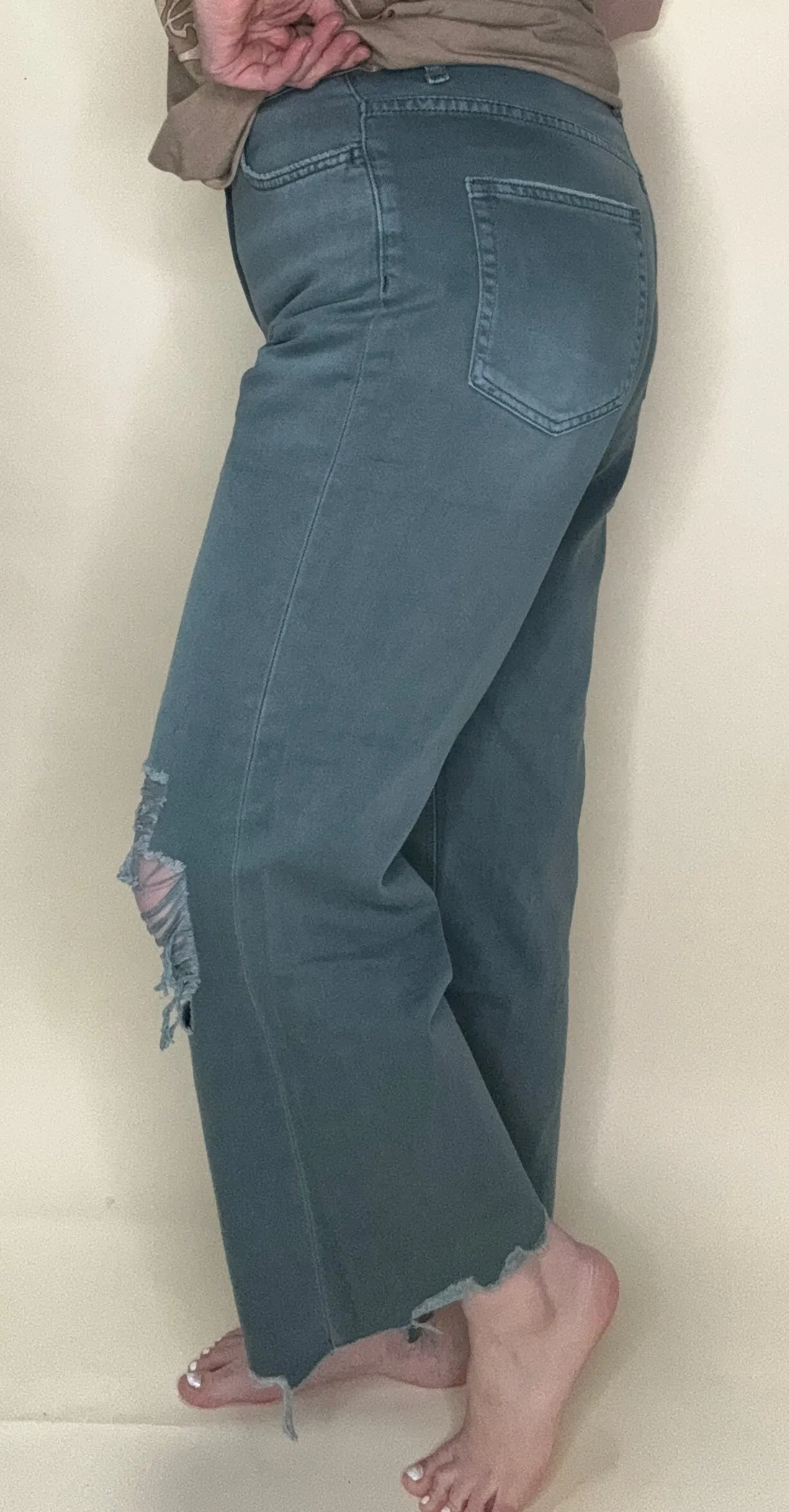Vervet Mallard Green Vintage Crop Flare