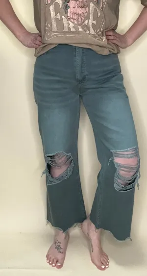 Vervet Mallard Green Vintage Crop Flare