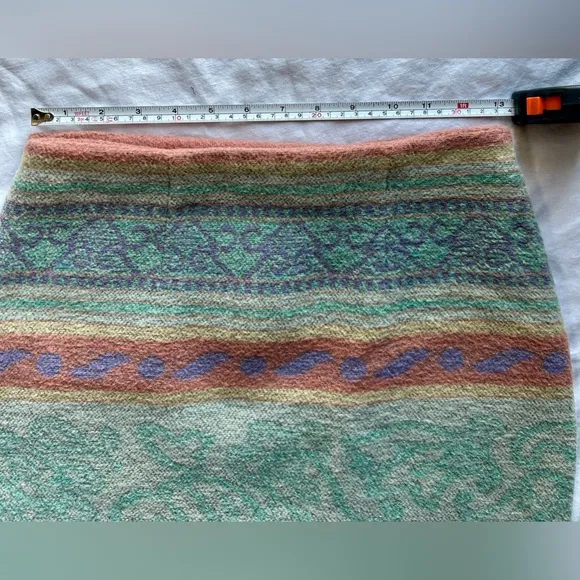 Vintage 90s Express Exp Jeans Wool Blend Wrap Skirt Southwestern Print Size 5/6
