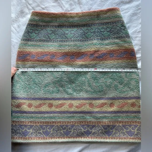 Vintage 90s Express Exp Jeans Wool Blend Wrap Skirt Southwestern Print Size 5/6