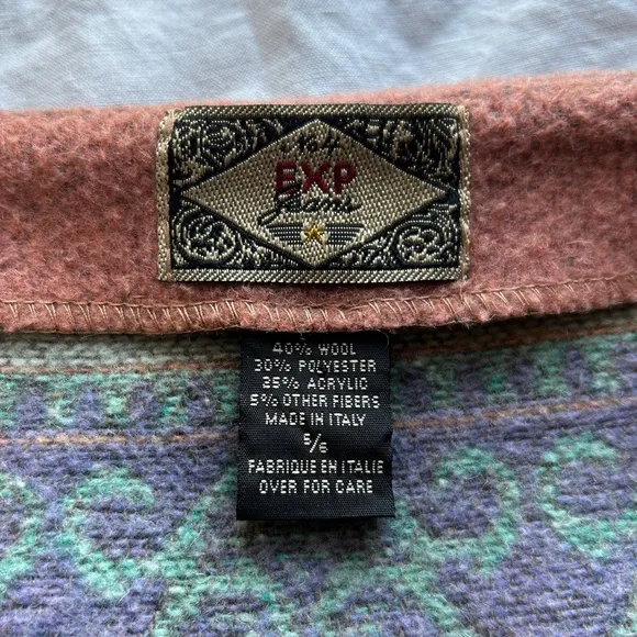 Vintage 90s Express Exp Jeans Wool Blend Wrap Skirt Southwestern Print Size 5/6