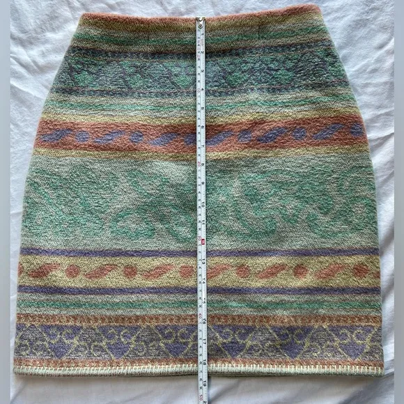 Vintage 90s Express Exp Jeans Wool Blend Wrap Skirt Southwestern Print Size 5/6