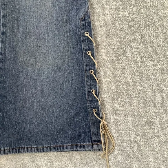 Vintage Bubblegum Flare Jeans with Lace-Up Detail Sz. Jr. 11