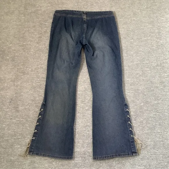 Vintage Bubblegum Flare Jeans with Lace-Up Detail Sz. Jr. 11